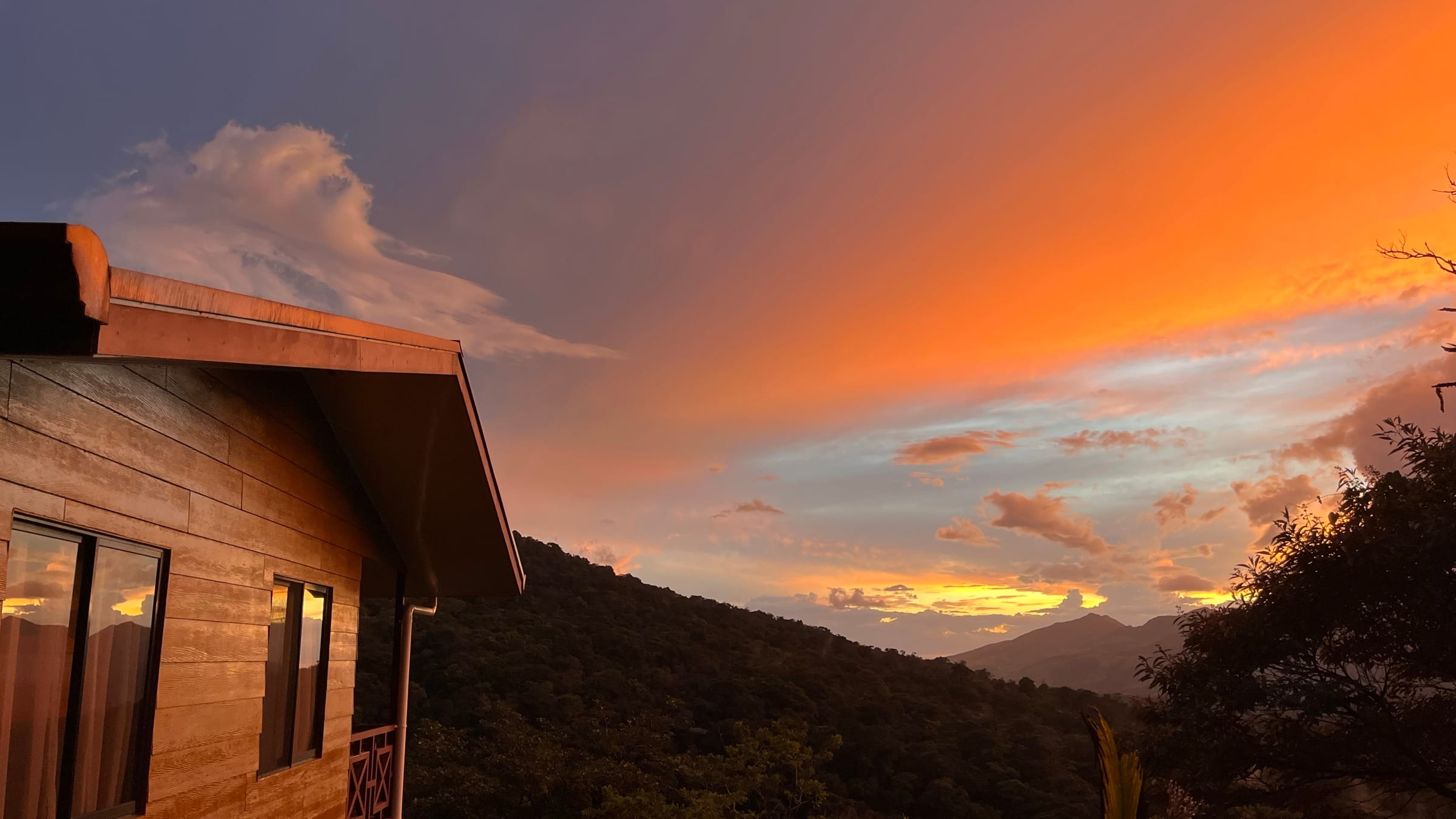 Sunset over the valley seen from the property